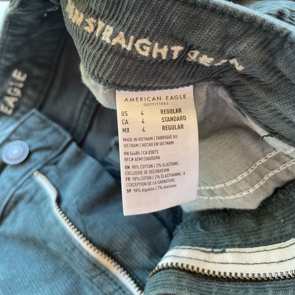 Jeans Corduroy American Eagle Pant Straight Leg  Mom Size 4 - Picture 4 of 10